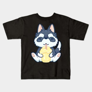 Husky Drinking a Cool Drink Kids T-Shirt